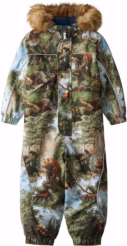Molo Polaris Fur Junior Snowsuit Forest Art Forest Art 140 cm  Grøn  140 cm  Drenge