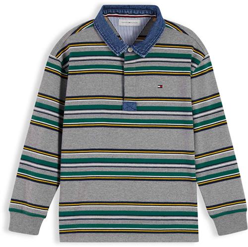 Tommy Hilfiger Rugby-poloskjorte Med Lange Ærmer Medium Grey Heather Stripes  Medium Grey Heather Stripes 3 Y  Grå  3 år  Drenge, Piger