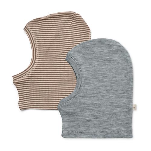 Wheat Kim 5 Uldbalaclavaer Wood Stripe  Wood Stripe 3-5 Y  Grå  3-5 år  Drenge, Piger