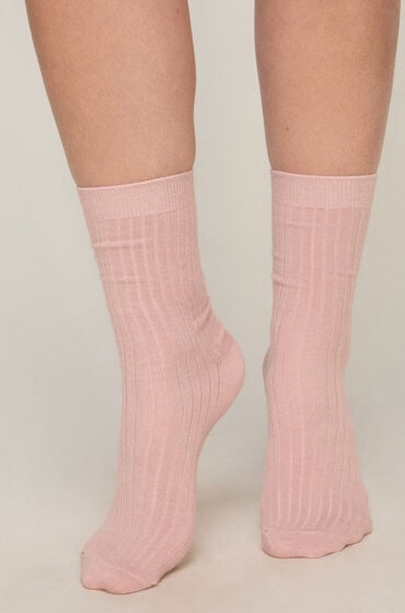 Hunkemöller Cashmere Blend Ribbed Socks Lyserød