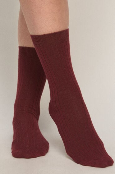 Hunkemöller Cashmere Blend Ribbed Socks Rød