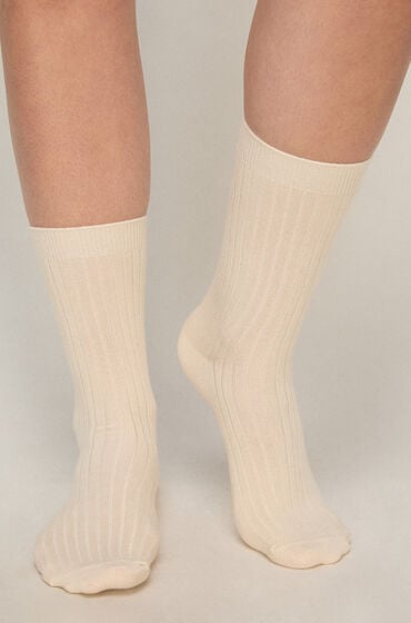 Hunkemöller Cashmere Blend Ribbed Socks Hvid