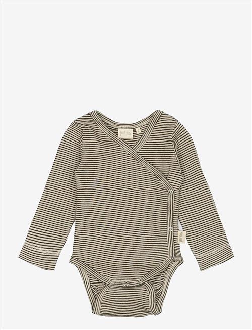 Petit Piao | Ppdian Body L/S Fold Over Stripe Nb Noos | 68