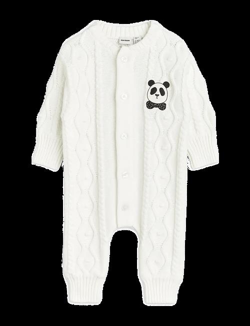 Mini Rodini | Panda Texture Knit Baby Onesie | 92/98