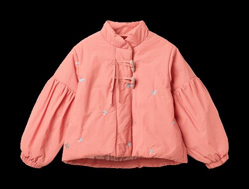 Wheat Lightweight Puffer Jacket Sola Red Check Red Check 98 cm  Rød  98 cm  Piger