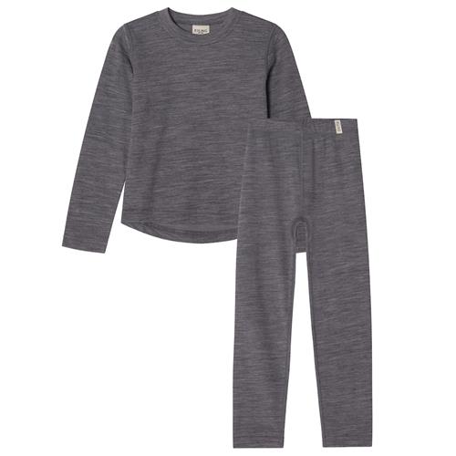 Kuling Gisborn Wool/Bamboo Undertøjssæt Dark Grey Melange  Dark Grey Melange-110/116 cm Uld Grå  110/116 cm  Drenge, Piger