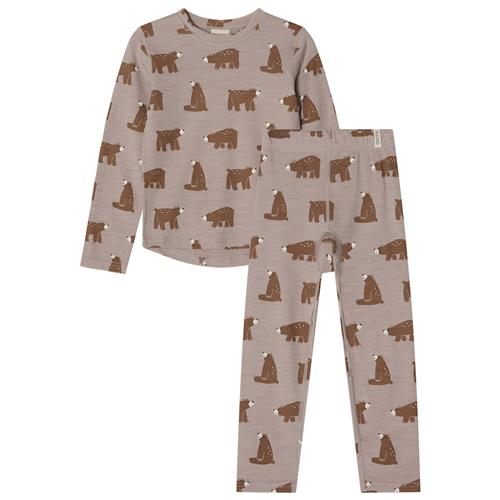 Kuling Gisborn Undertøjsæt Taupe Bear  Taupe Bear-122/128 cm Uld Beige  122/128 cm  Drenge, Piger