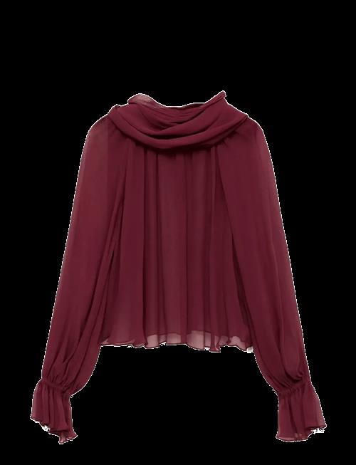 Mango | Semi-Transparent Blouse With Foulard | S