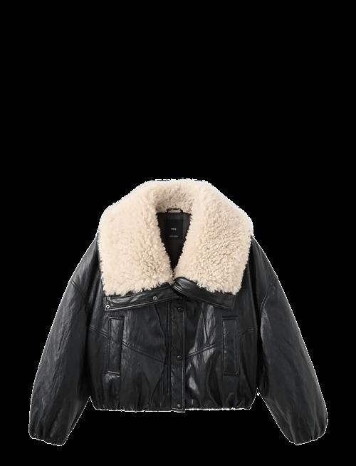 Mango | Faux-Leather Jacket With Shearling Collar | L