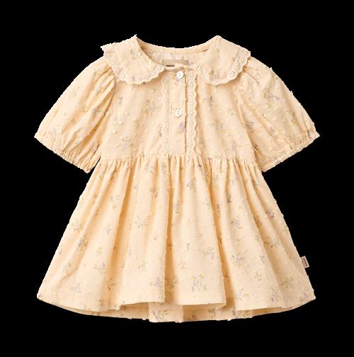Wheat Dress S/S Adele Barely Apricot Flowers Barely Apricot Flowers 92 cm  Gul  92 cm  Piger