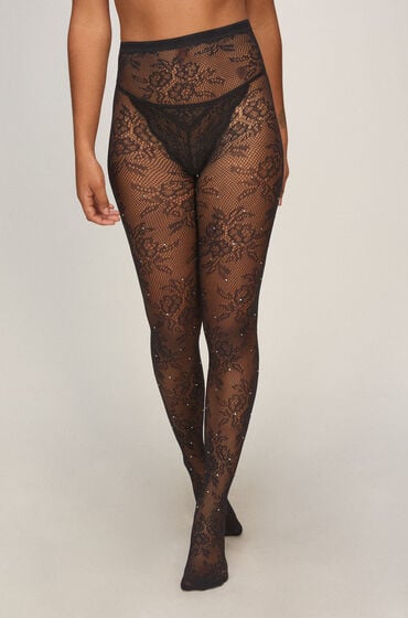 Hunkemöller Tight Allover Lace Rhinestones Sort