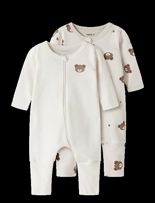 name it | Nbnnightsuit 2P Zip Ff Pumice Bear Noos | 56