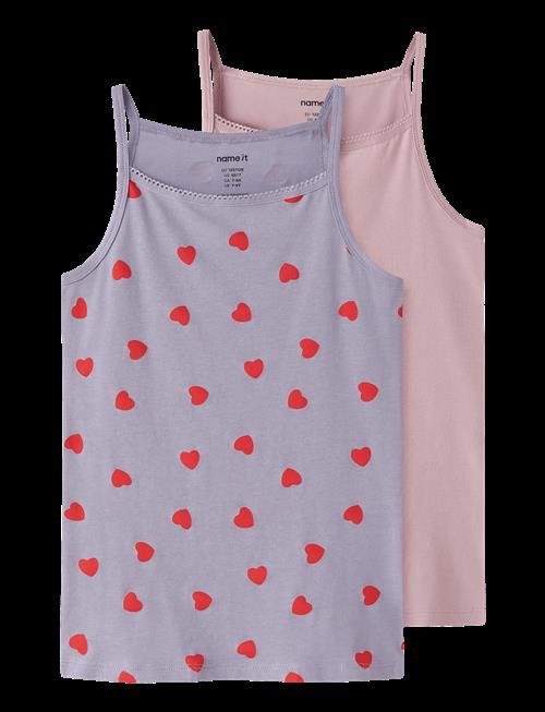 name it | Nkfstrap Top 2P Lavender Hearts Noos | 134-140