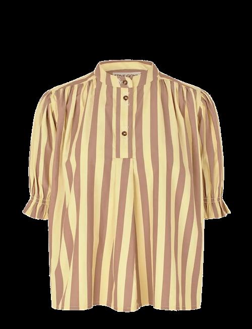 STINE GOYA | Soft Striped Embroidery, Smocked Gathered Top | XL