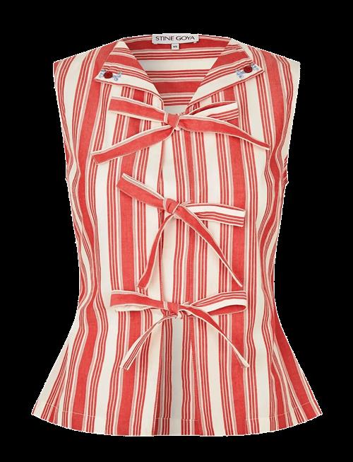 STINE GOYA | Striped Embroidered Cotton, Tie Front Vest | XL