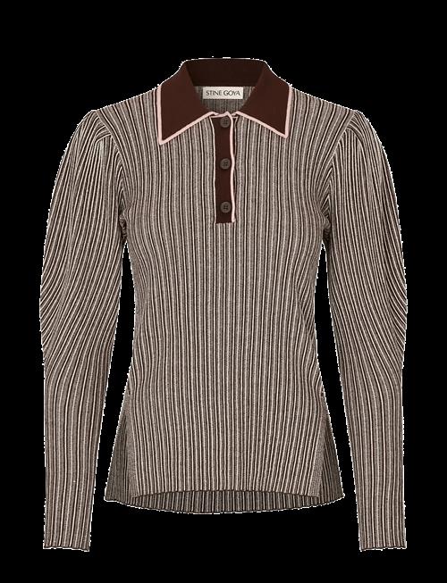 STINE GOYA | Soft Rib, Long Sleeve Knit Polo | M