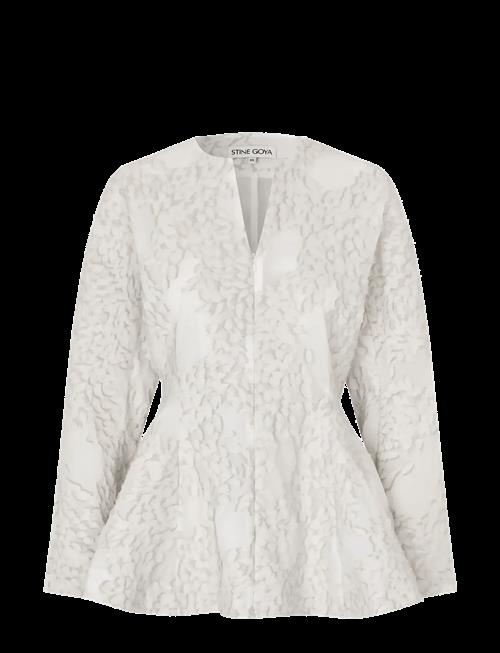 STINE GOYA | Textured Fil Coupe, Flared Hem Zip-Up Top | M