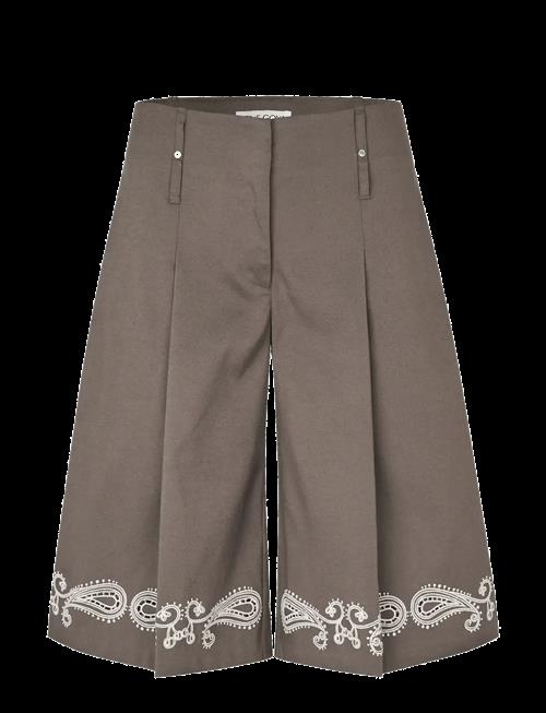 STINE GOYA | Embroidered Canvas, Pleated Eyelet Bermuda | L