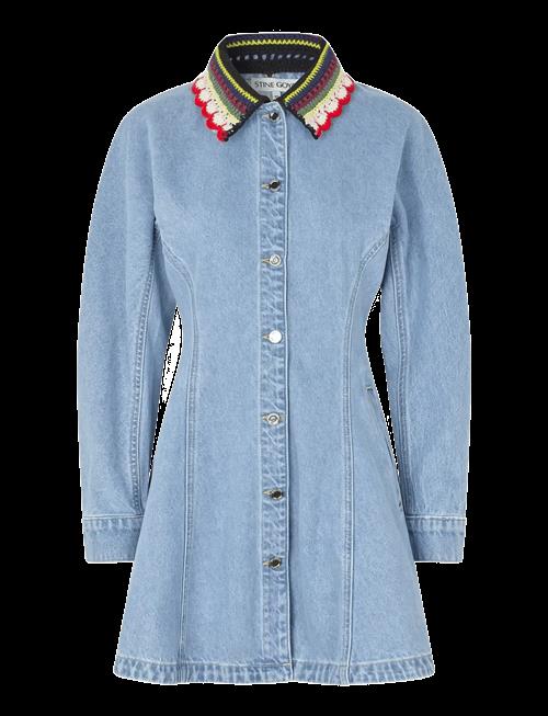 STINE GOYA | Double Rinse Denim, Collared Coat Mini Dress | XS