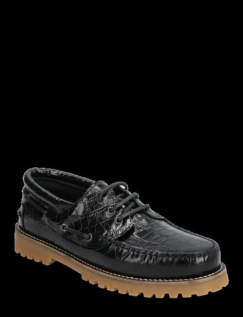 Garment Project | Ollie Boat Shoe - Black Croco Leath | 46