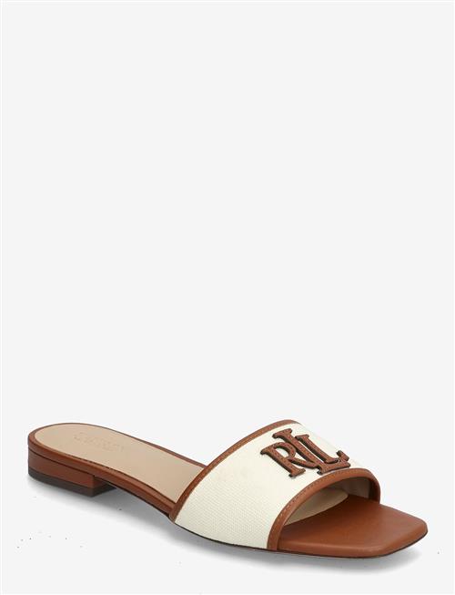 Lauren Ralph Lauren | Everley Leather-Trim Canvas Slide Sandal | 42