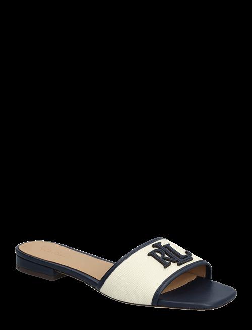 Lauren Ralph Lauren | Everley Leather-Trim Canvas Slide Sandal | 38