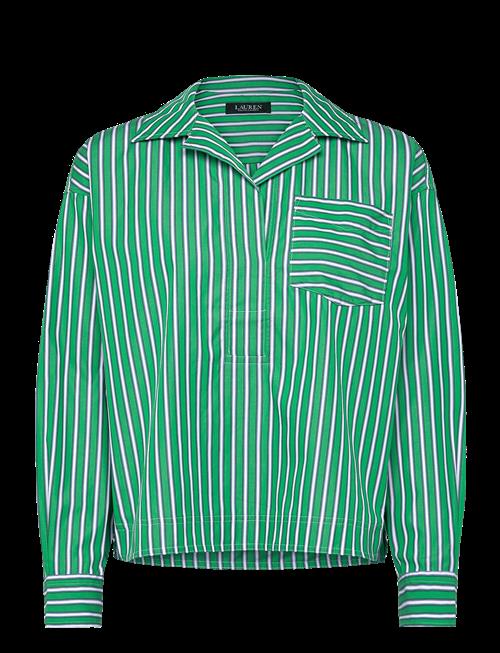 Lauren Ralph Lauren | Striped Cotton Broadcloth Cropped Shirt | M