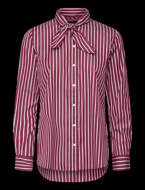 Lauren Ralph Lauren | Striped Cotton Broadcloth Tie-Neck Shirt | 32