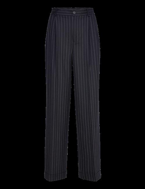 Lauren Ralph Lauren | Striped Pleated Wool-Blend Twill Pant | 34