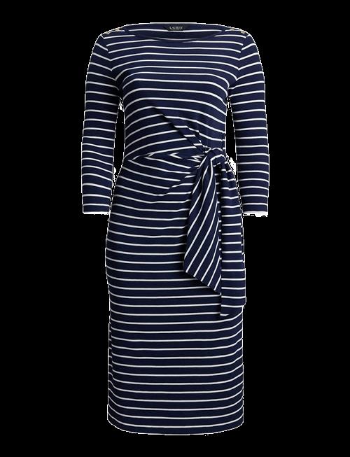 Lauren Women | Striped Tie-Front Cotton-Blend Dress | 46-48