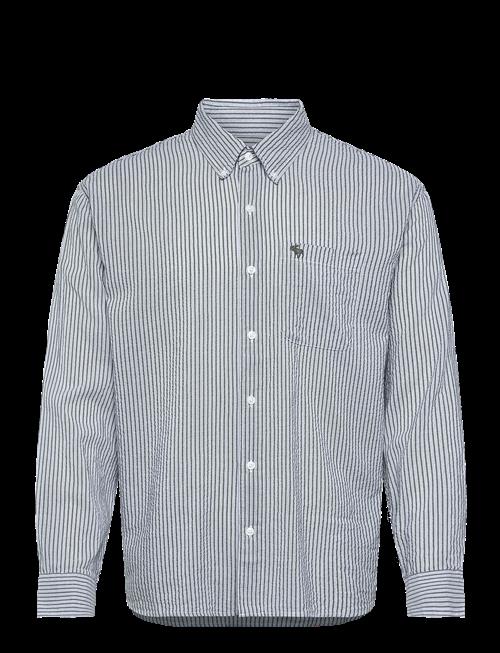 Abercrombie & Fitch | Ls Icon Curved Hem Seersucker Poplin | XS