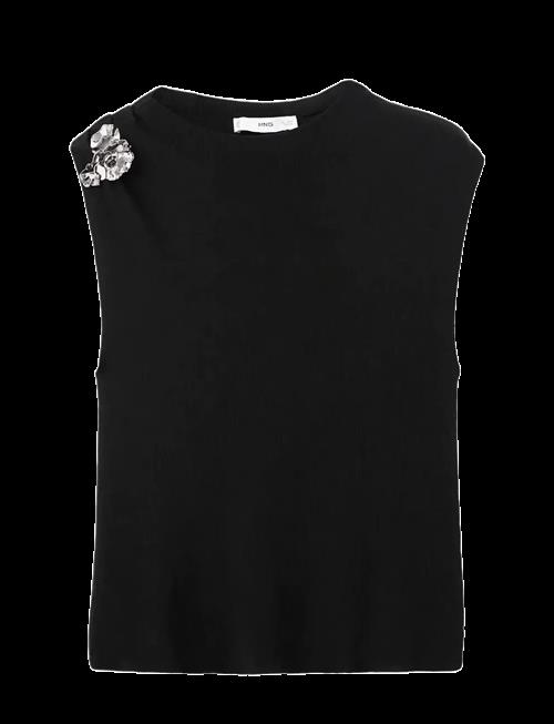 Mango | Knitted Top With Metallic Flower | XS