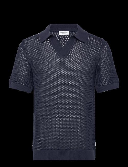 Lindbergh | V-Neck S/S Crochet Knit Polo | L