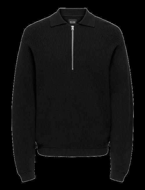 ONLY & SONS | Onskaiser Rlx Ls 1/2 Zip Polo Knit Noos | M