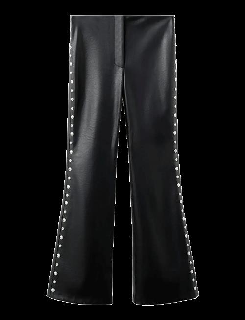 Mango | Studded Faux-Leather Trousers | 34