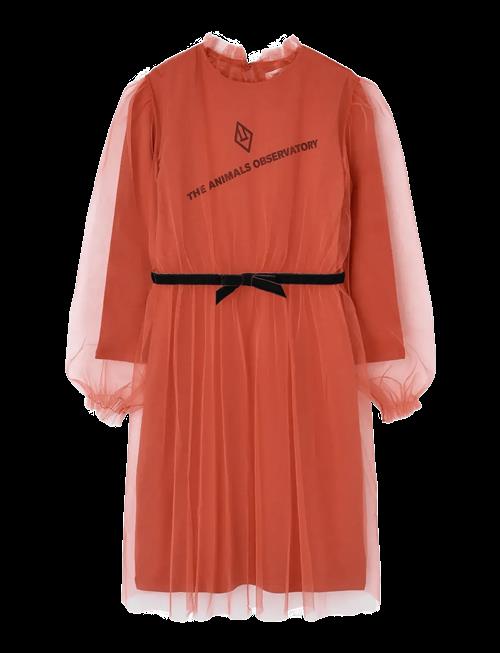 THE ANIMALS OBSERVATORY | Tulle Tortoise Kid Midi Dress Red | 6 Y