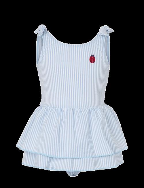 Vanilla Copenhagen | Baby Romper Swim Dress - Seersucker - Ladybug | 9-12M
