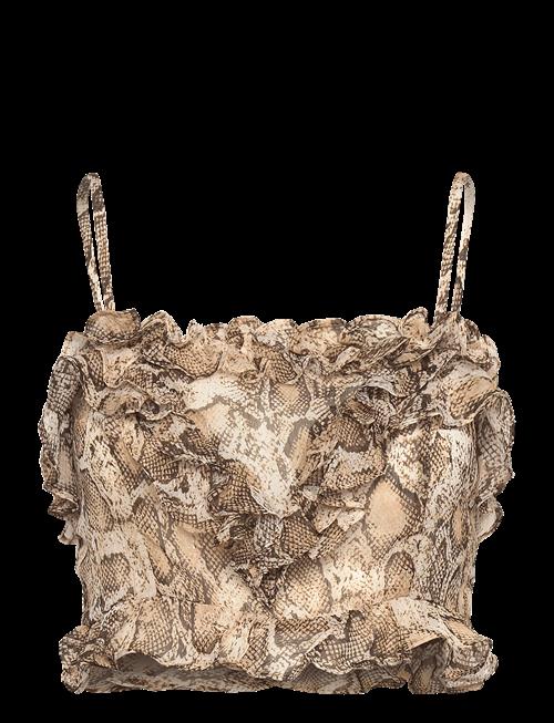 Bardot | Alira Printed Frill Crop Top | 38