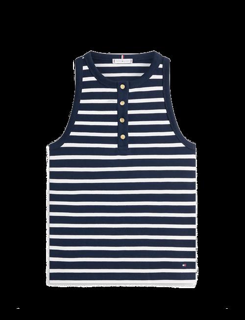Tommy Hilfiger | Gold Button Henley Top | XS