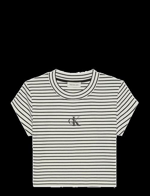 Calvin Klein Jeans | Striped Monologo Baby Rib Tee | XL