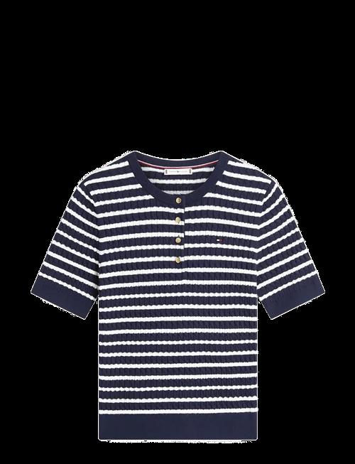 Tommy Hilfiger | Co Cable Fine Gg Ss Henley | XS