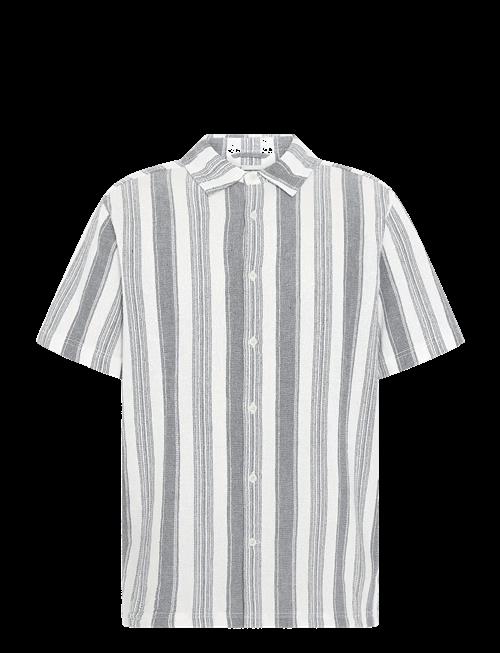 Knowledge Cotton Apparel | Relaxed Stripe Short Sleeve Shirt | S