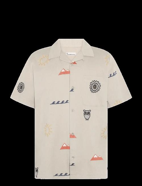 Knowledge Cotton Apparel | Relaxed Embroidery Short Sleeve Shi | XXL