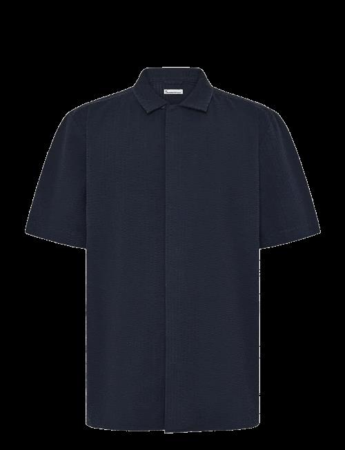 Knowledge Cotton Apparel | Relaxed Seersucker Short Sleeve Shi | M
