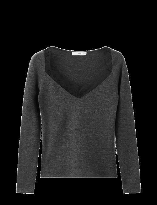 Mango | Lace-Trimmed Scoop-Neck Top | L