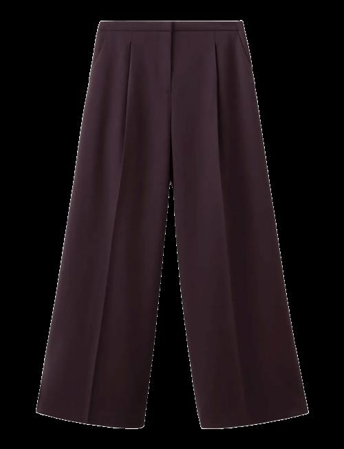 Mango | Wide Leg Mid-Rise Pleated Trousers | 36