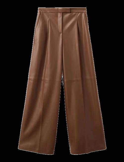 Mango | Wide Leg Faux-Leather Trousers | 34