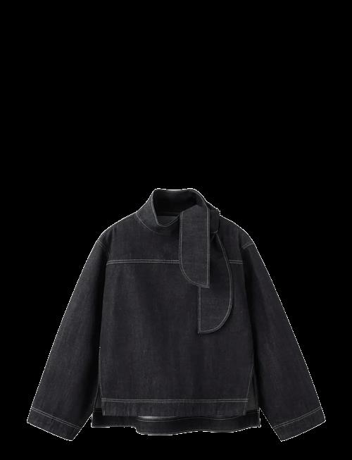 Mango | Denim Blouse With Knot Neck | L