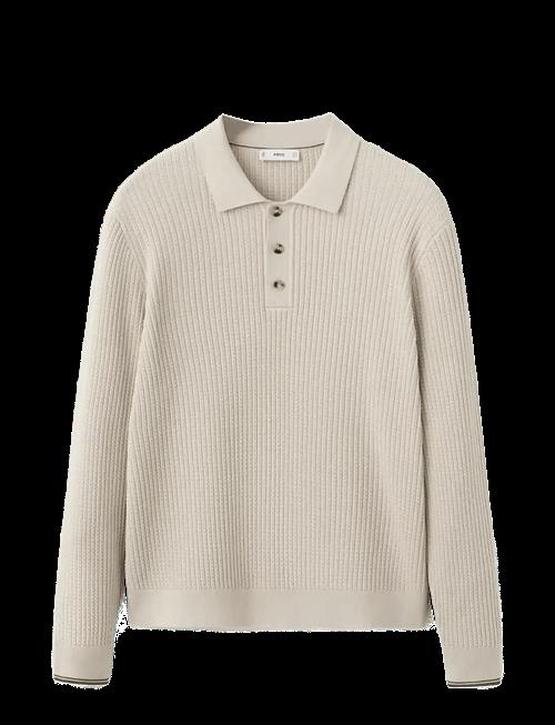 Mango | Cable-Knit Cotton-Blend Polo Shirt | XL