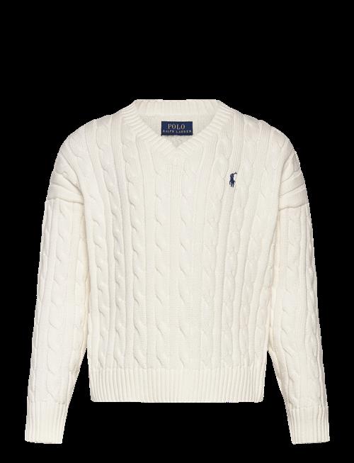 Ralph Lauren Kids | Cable-Knit Cotton V-Neck Sweater | 129-130